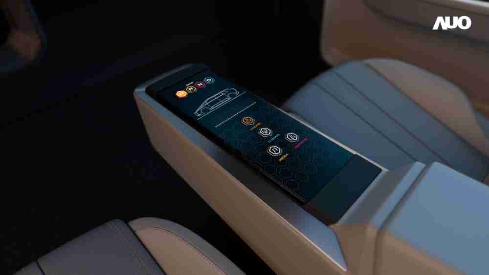 NG大舞台以人性化设计打造多变形态中控显示(Morphing Center Control)，，不使用时仅平面显示信息，，，，进行操作时，，显示器则会动态隆起，，转变成3D实体按钮，，，，并有触觉回馈，，，，展示人机互动新体验