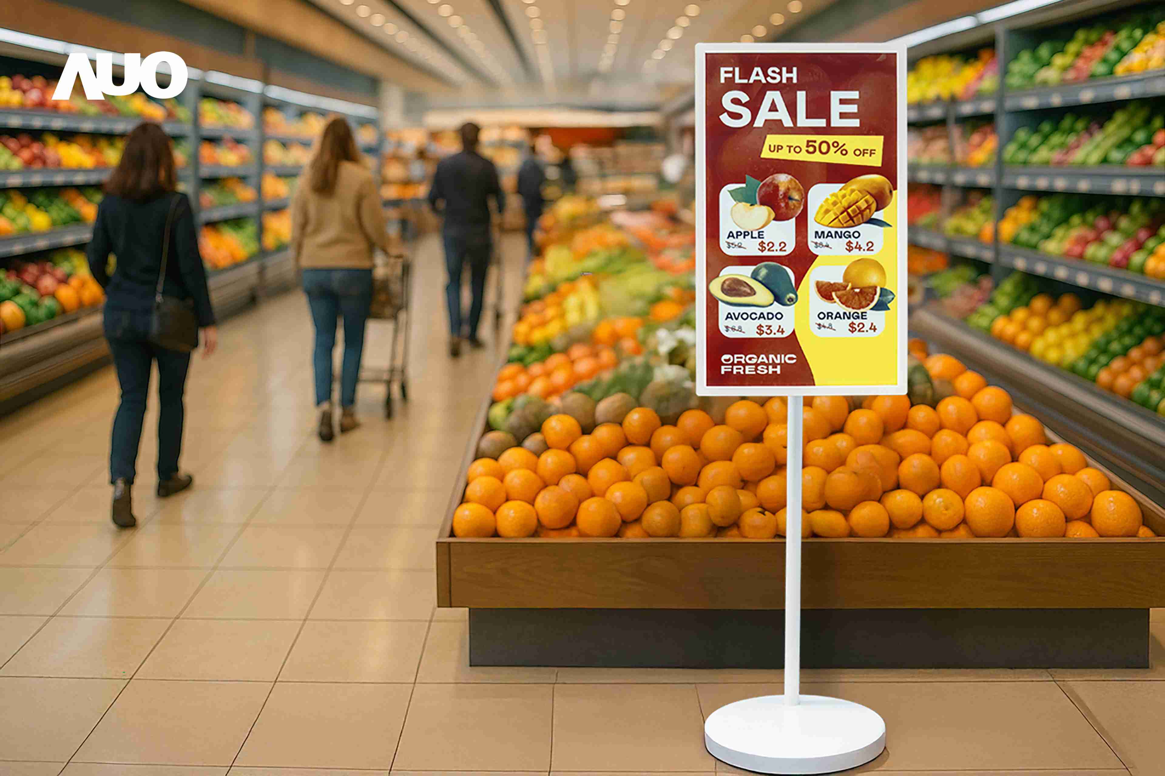 达擎首亮相低功耗、、全彩的〝aecoPost电子纸解决方案〞，，仅在更新画面时需要微量的电力驱动，，无需布建电线的便捷设计，，使其可灵活应用、、随意置放，，，并可透过云端或行动装置app，，轻松管理及排程广告内容，，，晋升店头营销利器。。